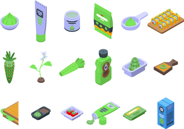 芥末图标设置等距风格图片下载