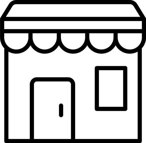 狭窄的市场街道商店图标轮廓风格图片下载