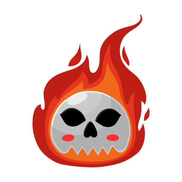 头骨着火了。矢量插图孤立的白色背景。图片下载