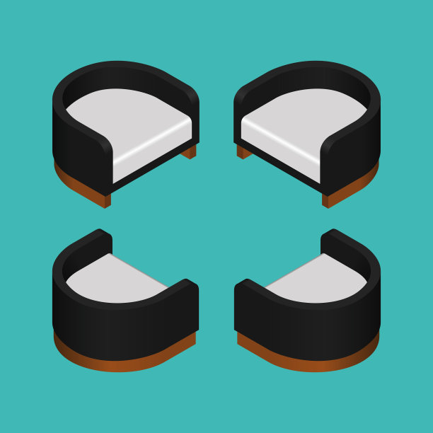 等距现代扶手椅家具设计图片下载