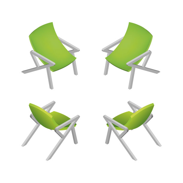 等距绿色现代办公椅图片下载