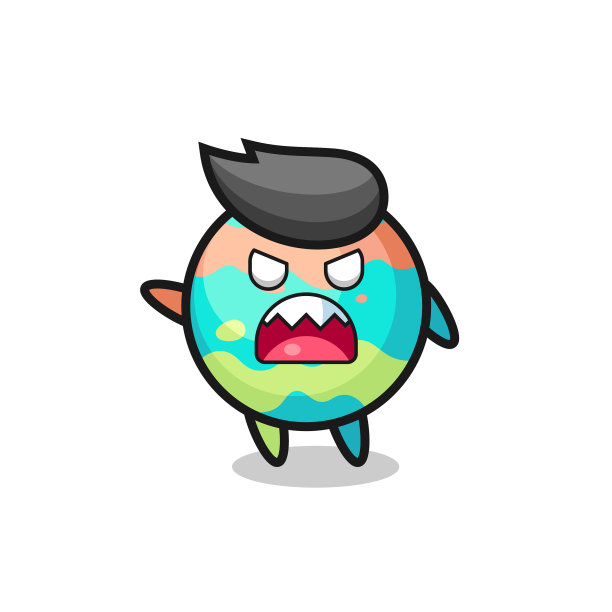 可爱的浴缸炸弹卡通在一个非常生气的姿势图片下载