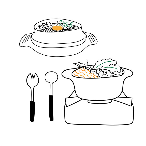 手绘亚洲食品。图片下载