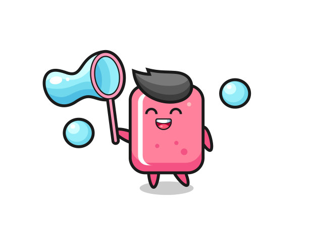 快乐的泡泡糖卡通玩肥皂泡图片下载