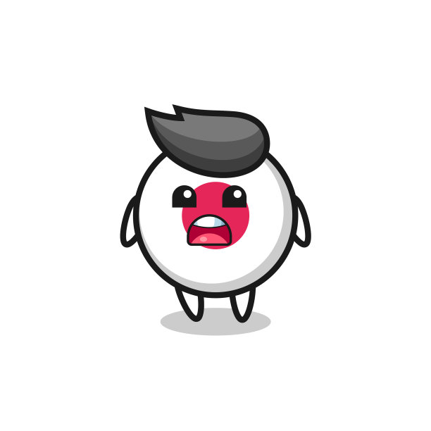 带有道歉表情的日本国旗徽章图片下载