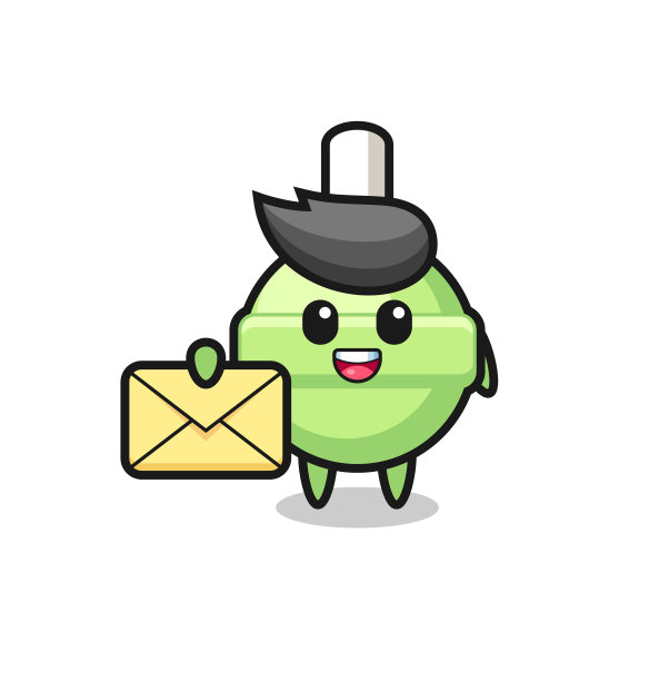 拿着黄色字母的卡通棒棒糖图片下载