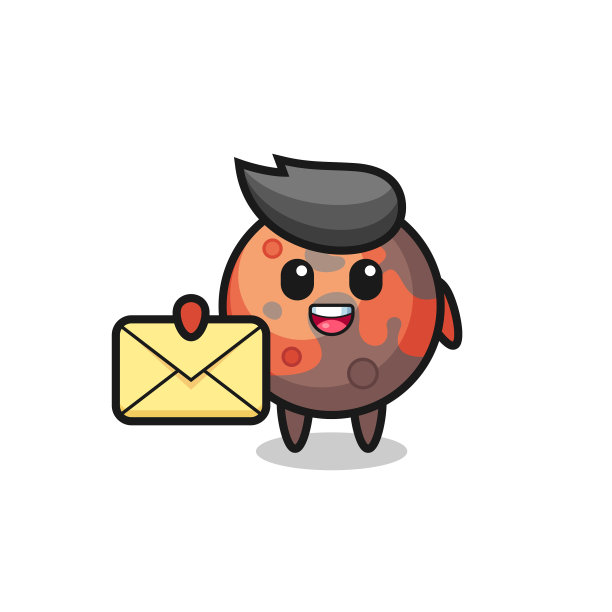 卡通火星手拿黄色的字母图片下载