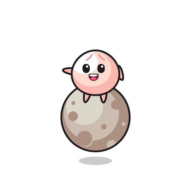 肉包子卡通坐在月亮上图片下载