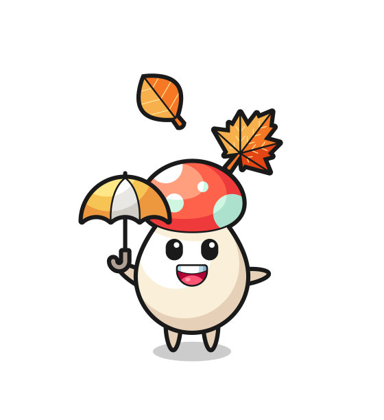 卡通可爱的蘑菇撑着伞图片下载