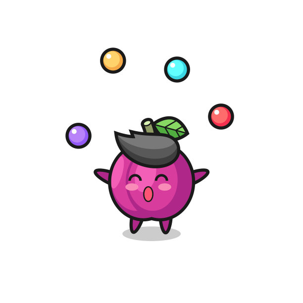 李子水果马戏团卡通杂耍球图片下载