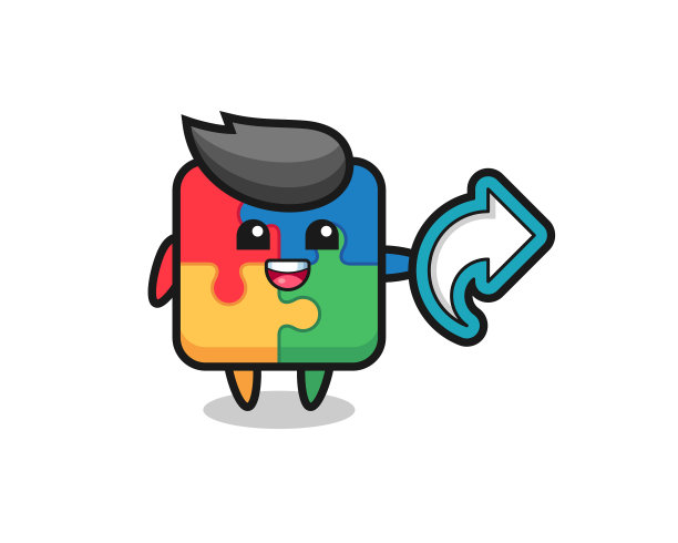 可爱的拼图手握社交媒体分享符号图片下载