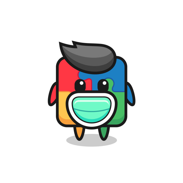 戴着面具的可爱拼图卡通图片下载