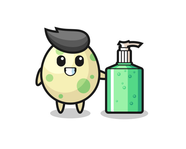 可爱的斑点蛋卡通和洗手液图片下载