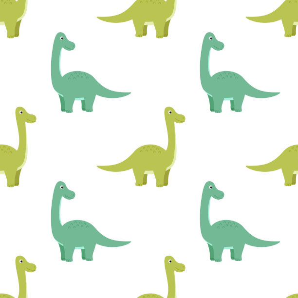 明亮的无缝模式与恐龙，矢量插图图片下载
