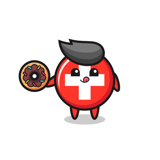 一个瑞士国旗徽章人物吃了一个图片下载