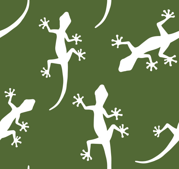 矢量无缝模式的白色手画蜥蜴剪影图片下载