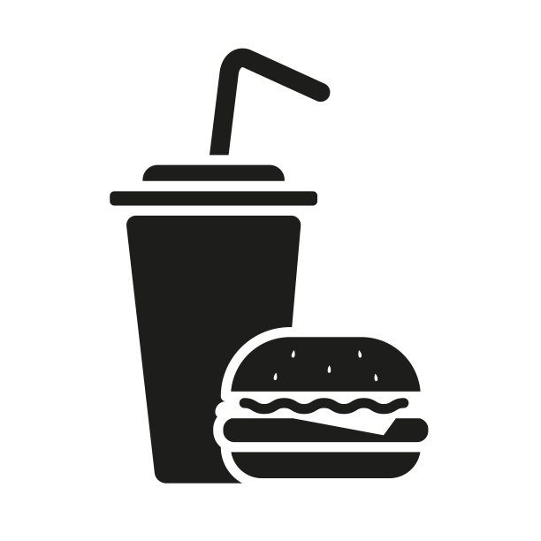 外卖汉堡包苏打水。快餐图标标志图片下载