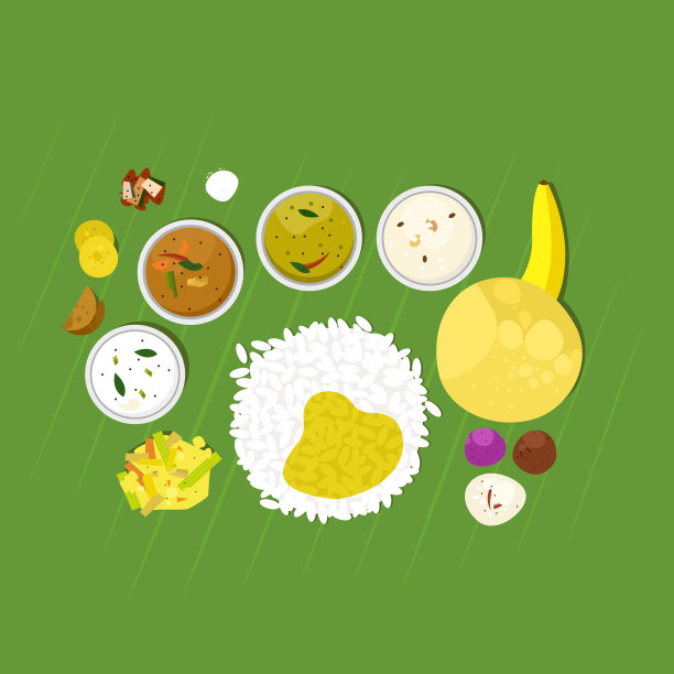 喀拉拉邦传统的食物叫做“Sadya”，背景是香蕉叶图片下载