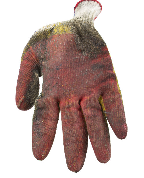 白色背景上隔离的旧建筑手套图片下载