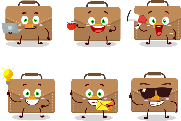 棕色手提箱里有各种卡通人物图片下载