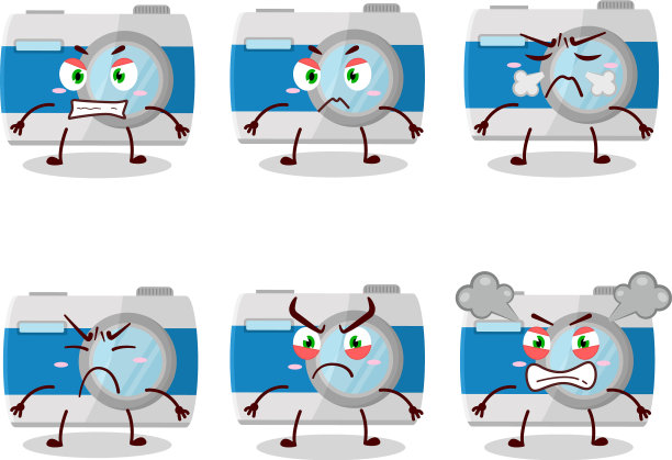 带有各种愤怒表情的袖珍相机图片下载