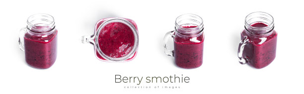 白色背景下的浆果冰沙。水果冰沙图片下载