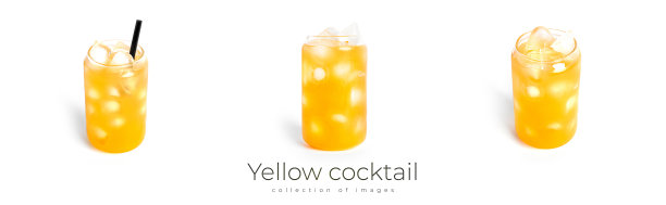 白色背景上的黄色鸡尾酒图片下载
