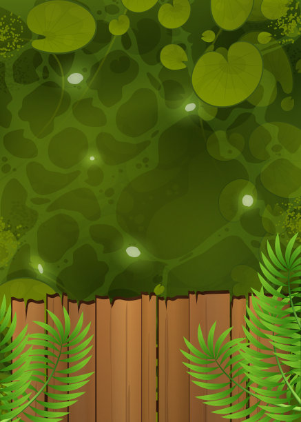 木栈桥和岸上碧波荡漾的海景图片下载