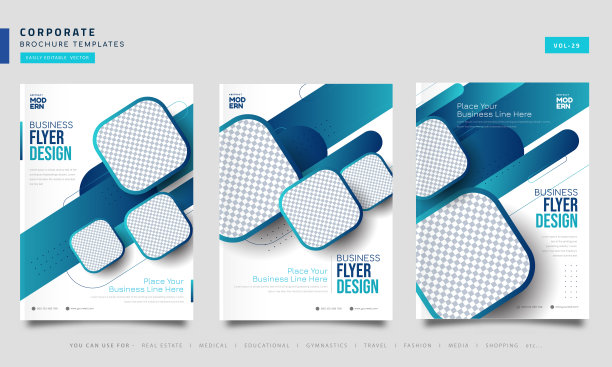 背景几何设计。一套小册子模板布局。图片下载