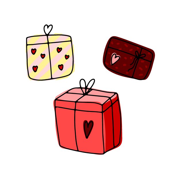 可爱的涂鸦礼物套装。手绘颜色了图片下载