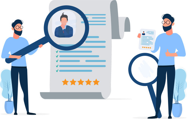 一个人在放大镜下看简历图片下载