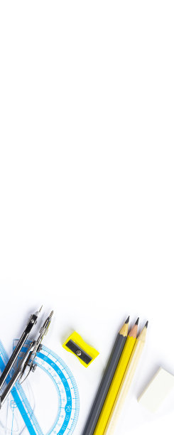 垂直横幅与框架的学校用品接近在白色背景图片下载