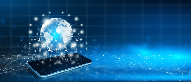 现代电话业务，智能手机技术，现代通信技术概念。3D渲染。图片下载