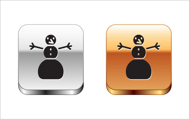 黑色圣诞雪人图标孤立在白色图片下载