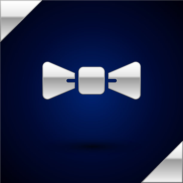 银色领结图标孤立在深蓝色图片下载