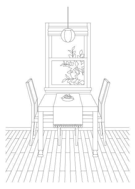 餐厅线绘制矢量插图。图片下载