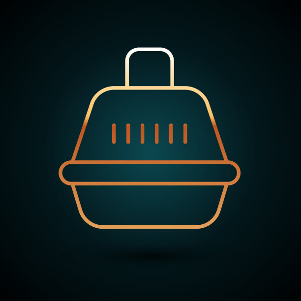 金线宠物手提箱图标孤立在黑暗图片下载