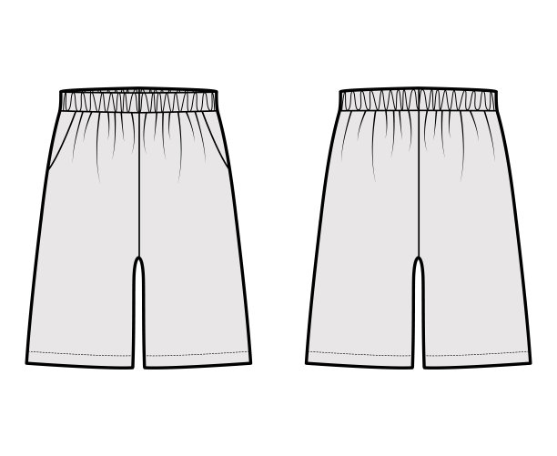 短裤运动训练百慕大运动装技术时尚插图与弹性低腰，上升，口袋，轻松图片下载