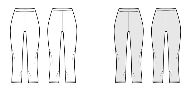 自行车短裤绑腿技术时尚插图与自然腰部，高rise，小腿长。平运动训练裤图片下载