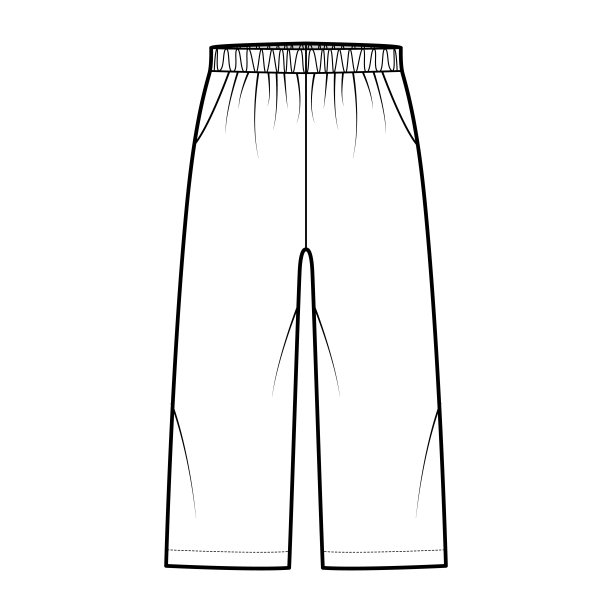 百慕大短裤运动装技术时尚插图低腰，上升，口袋，放松合身，小腿长度。平图片下载