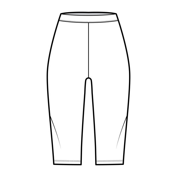 自行车短裤绑腿技术时尚插图与自然腰部，膝盖长度。休闲运动训练裤图片下载