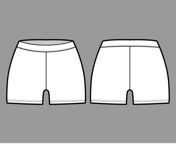 自行车短裤技术时尚插图低腰，上升，微长度。平运动裤，休闲针织裤图片下载