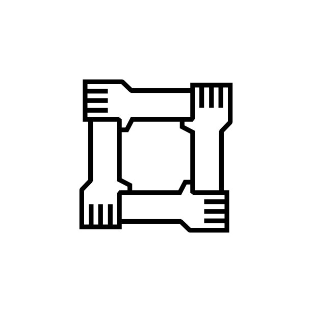 四个手牵手的标志图标图片下载