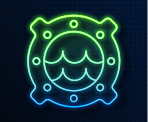 发光的霓虹灯线船的舷窗与铆钉图片下载