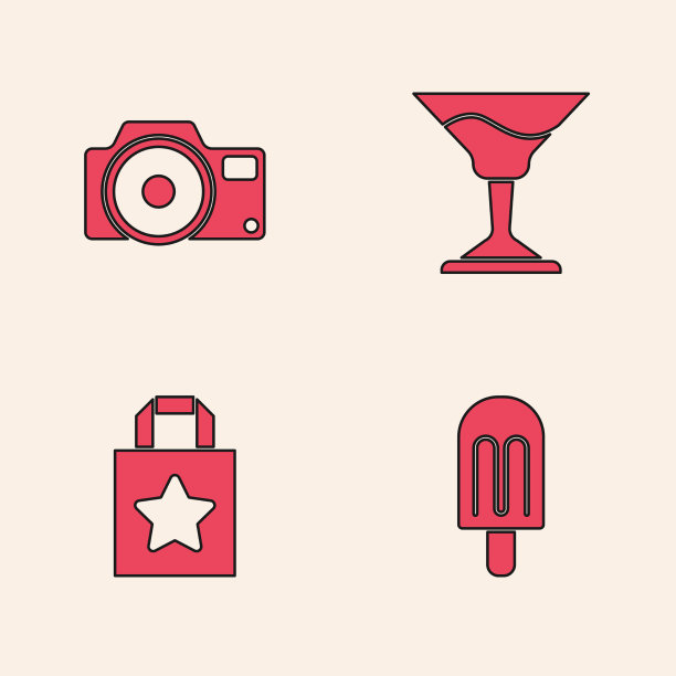 冰淇淋，相机，鸡尾酒和纸图片下载
