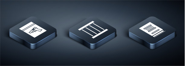 设置等距证据袋和手枪或枪支法图片下载