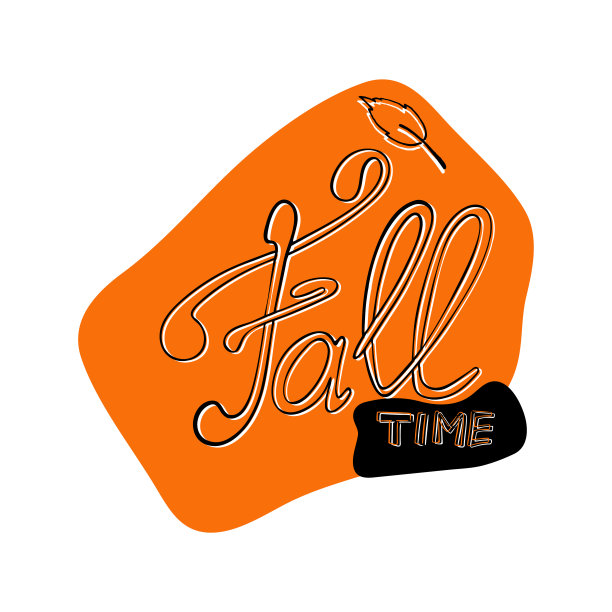 秋天的时候涂鸦的抽象形状的插图。刻字。图片下载