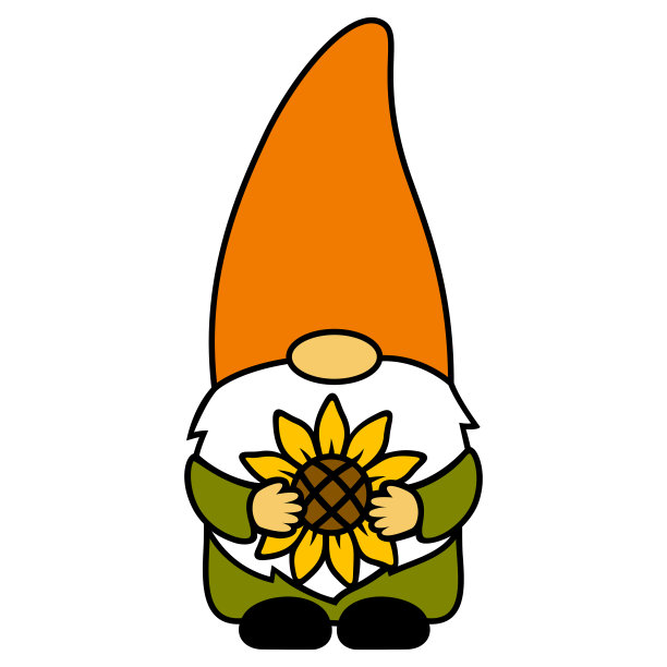 侏儒和向日葵。秋天的性格。感恩节。矢量插图。平的风格。图片下载