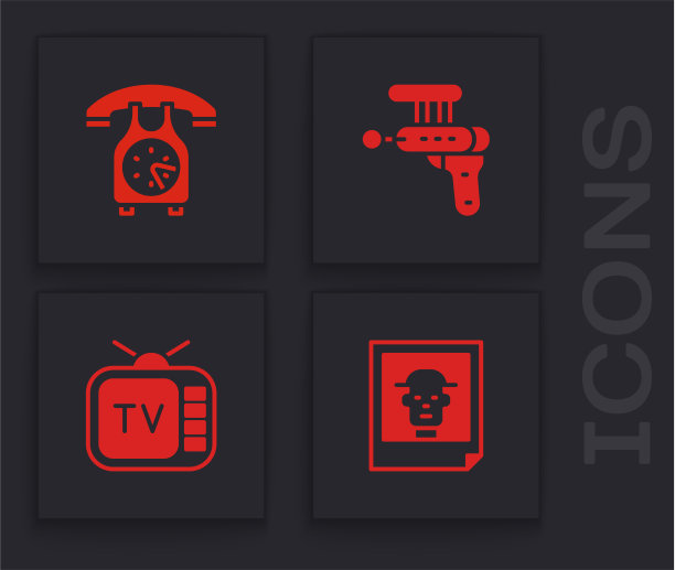 设置照片电话，手机，射线枪和复古电视图片下载