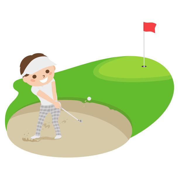 插图的高尔夫球。一名男子从沙坑击球的插图。图片下载